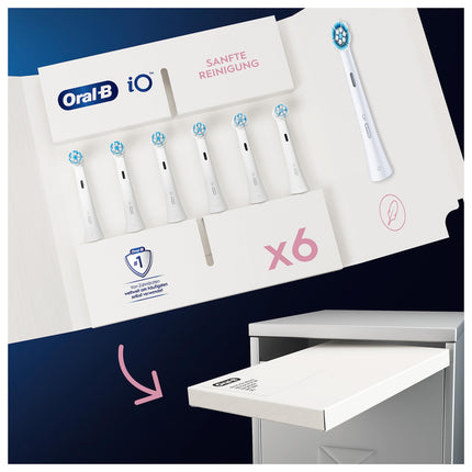 Oral-B iO Gentle Cleaning Brush Heads for Electric Toothbrush, 6 Pack, Gentle Tooth Cleaning, Toothbrush Head for Oral-B iO Toothbrushes, Mailbox-compatible Packaging