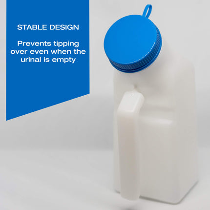 Urinal bottles for men with glow-in-the-dark lid (1 pack) - 1000mL men's bedside bottle made of thick plastic with screw lid - Leak-proof urinal chamber - Portable urinal bottles for men