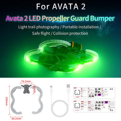 LICHIFIT Propeller Guard Anti-Collision Covers with Flash LED Lights for DJI AVATA2 Drone Propeller Protector Bumper Ring Warning Light Illuminated TPU Cover Skin
