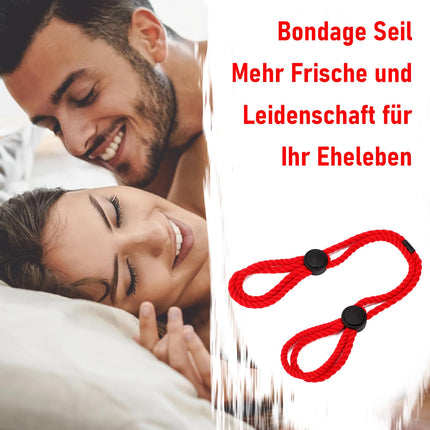 2 Bondage Rope Set for Wrists and Ankles, Adjustable BDSM Restraints and Bondage Rope, BDSM Restraints Hand and Foot Handcuffs for Couples (Red)