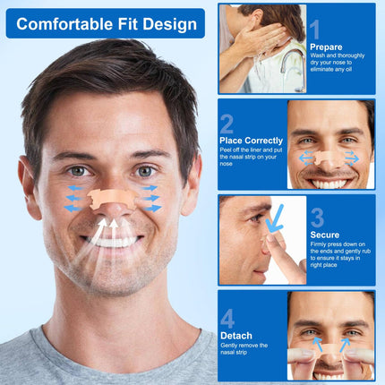 Snore Stopper Nasal Strips Snoring - 120 Nasal Strips Breathe Better Nose Strips, Nose Strips Anti-Snoring for Sleeping and Sports