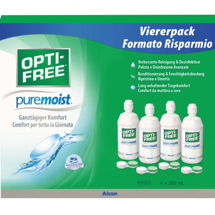 Opti-Free PureMoist Contact Lens Care Solution, System Pack, 4 x 300 ml