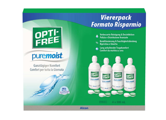 Opti-Free PureMoist Contact Lens Care Solution, System Pack, 4 x 300 ml