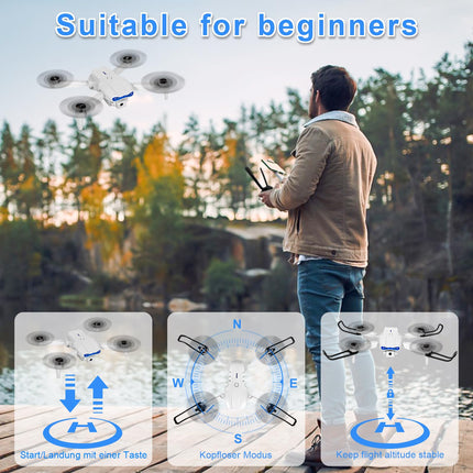 Drone with 1080P HD Camera for Kids, WiFi FPV Drone for Beginners, RC Quadcopter with 2 Batteries, Gravity Sensor, 3D Flip Mode, One-Button Takeoff/Landing, Altitude Hold Mode, Headless Mode