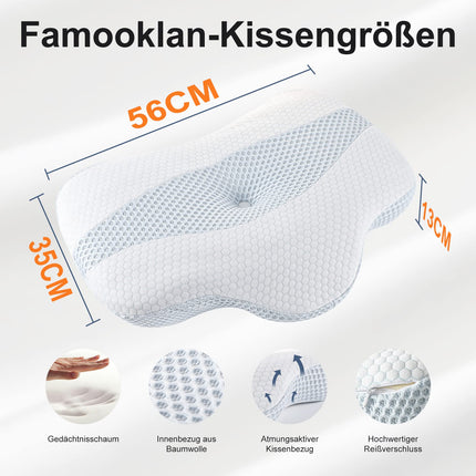 FAMOOKLAN Orthopedic Pillow Ergonomic Professional Neck Pillow Side Sleeper Memory Foam Pillow Relief from Head/Neck and Shoulder Pain