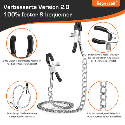 LIEBESZEIT© Nipple Clamps Nipples - NEW 2025 - Adjustable Nipple Clamps Nipple Clamps SM Fetish Sex Toys for Women Men Couples BDSM Toys Sex Toys Bondage Sex Toy Set Nipple Chain