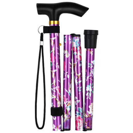 Flintronic Folding Walking Stick, All-Terrain Walking Stick, 5-Level Height Adjustable Walking Stick, Lightweight Portable Walking Stick for Men and Women, Unisex Walking Stick