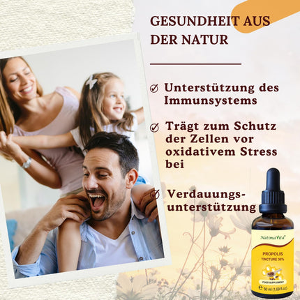 Propolis Drops 30% – 2 x 50 ml – Pure High-Dose Tincture – 100% Natural Extract – Practical Pipette – Easy Dosage – NatimaVita