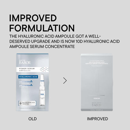 DOCTOR BABOR 10D Hyaluronic Acid Ampoule Serum Concentrate | Intensive moisturizing care with 10 types of hyaluronic acid for a radiant complexion | Serum for all skin types | vegan | 7 x 2 ml