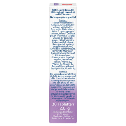 Doppelherz Lavender Extract + Oil – With vitamins B6 and B12 to contribute to the normal function of the psyche and nervous system – 30 tablets