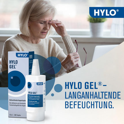 HYLO GEL eye drops for dry eyes, long-lasting, with hyaluronic acid, double pack 2x10 ml