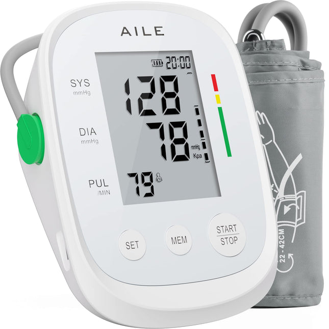 Blood pressure monitor (Blood pressure monitor) AILE: Upper arm blood pressure monitor for home use, blood pressure monitor large cuff (adjustable 22-42cm) Automatic upper arm blood pressure monitor
