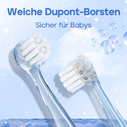 Seago Electric Toothbrush for Children and Baby Toothbrushes from 0, 1, 2, 3 Years, with LED Light, Round Soft Replacement Brushes, Electric Toothbrush for Baby, 2 Minute Smart Timer, Waterproof IPX7, SG513 (Blue)