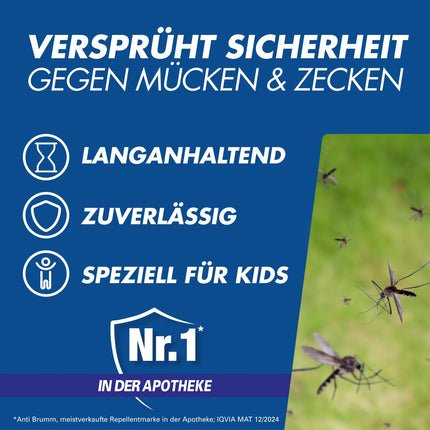 Anti Brumm Kids Sensitive Pump Spray, 75 ml: Reliable mosquito and tick protection especially for children from one year, mosquito spray with icaridin