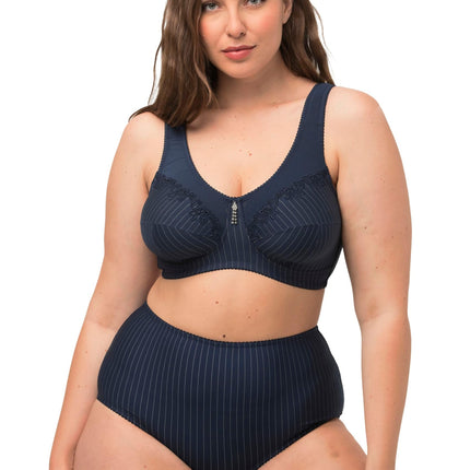 Ulla Popken Women's Support Bra, Non-Wired, Rhinestone Pendant, Cup C - G BRA, Midnight Blue, 105C