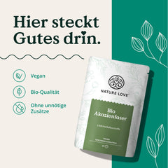 NATURE LOVE® Organic Acacia Fiber Powder – 360 grams – 80% fiber, soluble, tasteless &amp; versatile – 60 servings – vegan, laboratory-tested &amp; produced in Germany