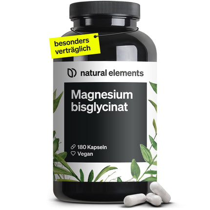 Magnesium Bisglycinate - Premium: Chelated Magnesium - 180 Capsules - 300mg elemental magnesium per daily dose - Laboratory tested, vegan, high dosage
