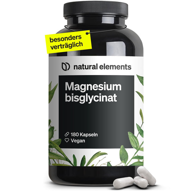 Magnesium Bisglycinate - Premium: Chelated Magnesium - 180 Capsules - 300mg elemental magnesium per daily dose - Laboratory tested, vegan, high dosage