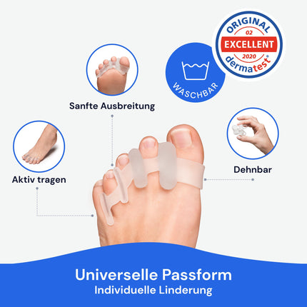 YOGAMEDIC Toe Spreaders for All Toes, 4 Pieces, Silicone Toe Separators, Hammer Toe Correctors - Universal Size, 0% BPA Toe Stretchers - for Overlapping Toes, for Men and Women