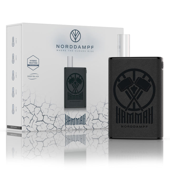 Norddampf HAMMAH Herb Vaporizer | Compact premium vaporizer for herbs | Hybrid heating technology | 1600mAh battery | 30s heat-up time | Insulated airway | 5 temperature levels | DEEP BLACK