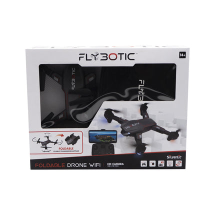 FLYBOTIC - WiFi Foldable Drone with HD Camera (1280×720 pixels) + Storage Bag - 4 Control Channels - Battery Included - Drone for Kids and Adults - Indoor/Outdoor - Ages 14+