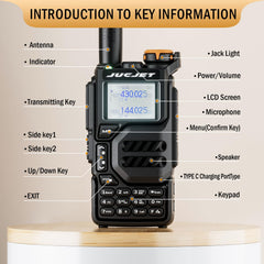 JUCJET UV-K5 Portable Walkie Talkies, Two-Way Radio with Original Earpieces &amp; USB Charging Station, 200 Channels High-Performance Walkie Talkie for Adventure, Outdoor, Camping, (Black, 2 Pack)