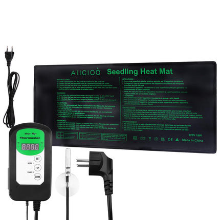 AIICIOO Heating Mat with Thermostat Seedling Heating Mats Heat Mat Plants Indoor Greenhouse for Seed Germination Plants Terrarium Warming Cultivation Heating Mat 10x20 inch 18W