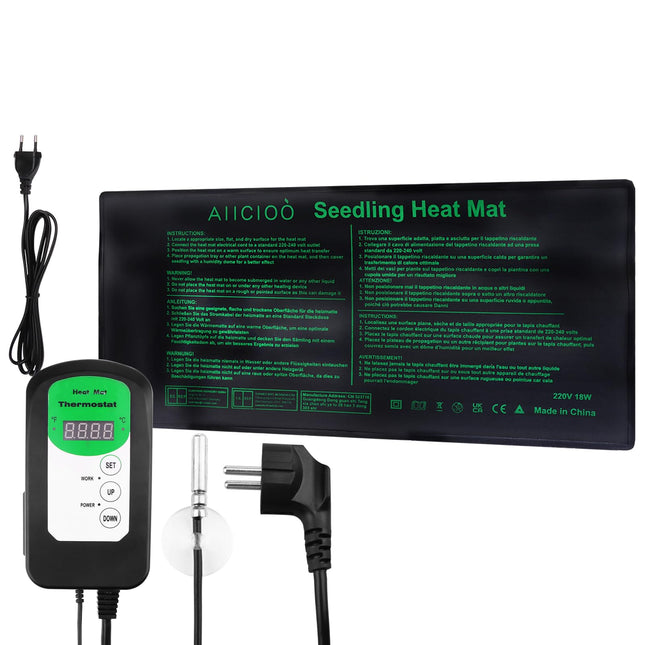 AIICIOO Heating Mat with Thermostat Seedling Heating Mats Heat Mat Plants Indoor Greenhouse for Seed Germination Plants Terrarium Warming Cultivation Heating Mat 10x20 inch 18W
