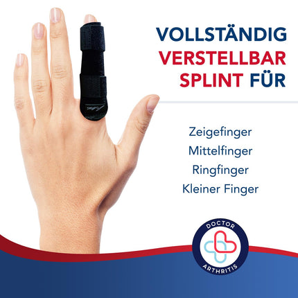Dr. Arthritis Doctor-Designed Finger Brace, Finger Splint Little Finger/Middle Finger/Index Finger, Finger Protection for Injury with Braces &amp; Splints, Black, S/M, One Size