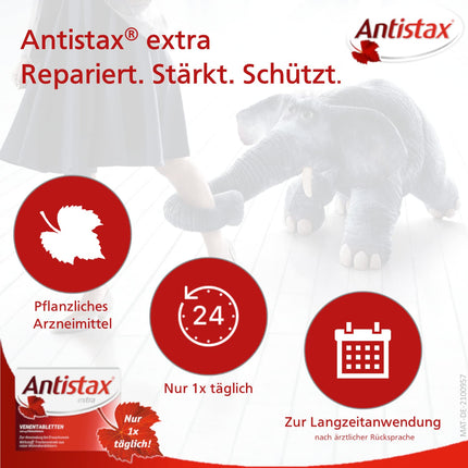 Antistax extra vein tablets, film-coated tablets 360 mg, 30 tablets, with the medicinal power of red vine leaves, for heavy and swollen legs, nighttime calf cramps, and venous insufficiency