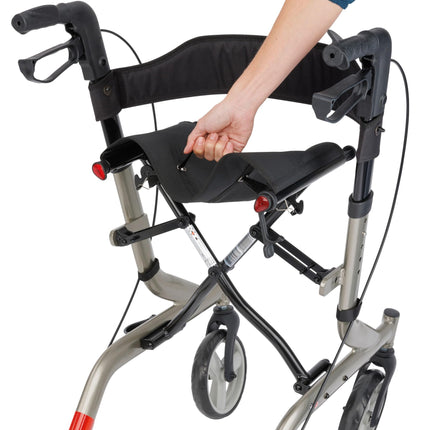 Bischoff &amp; Bischoff Capero Rollator, foldable – Lightweight rollator for indoor and outdoor use, walker with back strap, cane holder and removable mesh bag, platinum