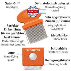 Original 3-in-1 metal human lice comb Lausinator nit comb extra fine – children and adults