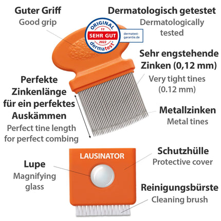 Original 3-in-1 metal human lice comb Lausinator nit comb extra fine – children and adults