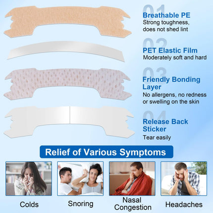 Snore Stopper Nasal Strips Snoring - 120 Nasal Strips Breathe Better Nose Strips, Nose Strips Anti-Snoring for Sleeping and Sports