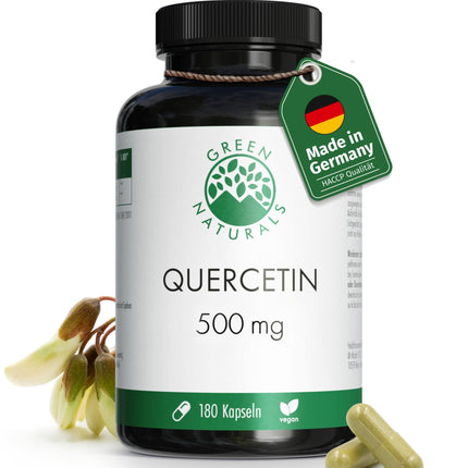 Quercetin High Dose - 180 capsules of 500 mg each, made in Germany with an extract content of 95% - 6-month supply - Pharmacy quality - Green Naturals®