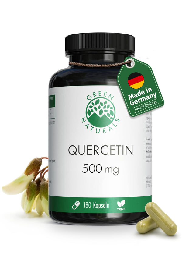 Quercetin High Dose - 180 capsules of 500 mg each, made in Germany with an extract content of 95% - 6-month supply - Pharmacy quality - Green Naturals®
