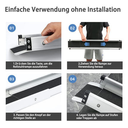 2PCS Telescopic Wheelchair Ramp 120-213cm, gardhom Adjustable Portable Aluminum Non-Slip Telescopic Ramp with 272KG Load Capacity for Stairs Obstacles House Steps in Textile Bag