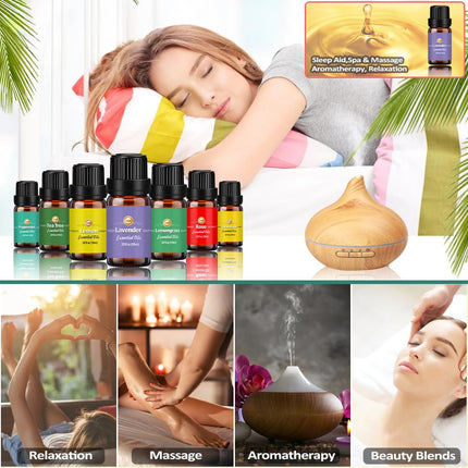 Essential Oils Set 18 x 10 ml, Tea Tree, Lavender, Eucalyptus, Frankincense, Lemongrass, Rosemary, Orange, Mint, Lemon, Bergamot, Ylang-Ylang, Grapefruit, Chamomile, Rose, Vanilla, Patchouli Sage