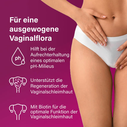 Nupure® Lacto Intim lactic acid bacteria for the vagina, to regulate vaginal bacteria, plus biotin for the mucous membranes, oral intake, vaginal probiotics, 20 capsules, vegan, lactose-free.