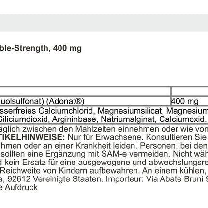 Doctor's Best - SAM-e, 400mg Double Strength | Mood and Liver Support - 60 Tablets