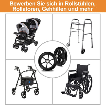 2 pieces 200 mm solid replacement wheels – environmentally friendly rubber material, wear-resistant PU tires, non-slip and durable ABS wheel hub