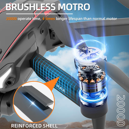 Drone with Camera, HD 1080P Drones with Brushless Motor, Drone with Dual Camera for Kids Drone, RC Quadcopter Drone with 3D Flips, One Key Takeoff/Landing, 2 Batteries
