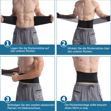 Paskyee Lower Back Support Belt for Men and Women with 6 Bars - Back Brace for Scoliosis &amp; Sciatica Pain Relief