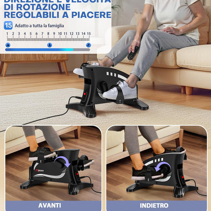 Pedal Trainer, MOSUNY 2025 Upgraded Electric Pedal Trainer for Home with 15 Speeds, Large LCD Display + Remote Control &amp; Anti-Slip Mat, Leg Trainer Seniors Mini Exercise Bike (MC58A)