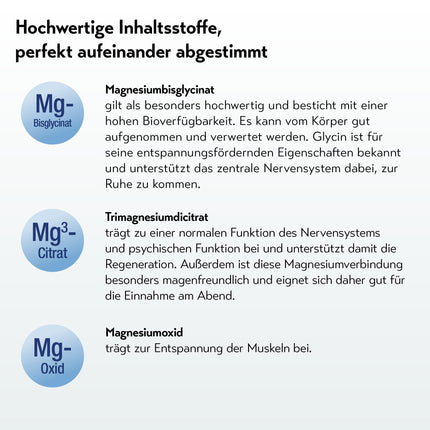 Baldriparan® Magnesium – a high-dose premium complex with magnesium bisglycinate from the pharmacy. High bioavailability. Laboratory-tested, vegan, and free of artificial additives.