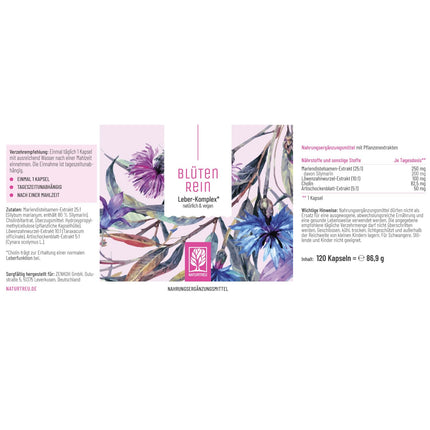 Pure flower milk thistle, artichoke, and dandelion capsules - Liver complex with choline for normal liver function - Milk thistle high dose 80% silymarin 200 mg - 120 capsules