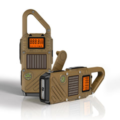 Walkie Talkie for Adults, Range 10 km - Set of 2 with SOS Alarm, LED Flashlight &amp; FM Radio - 3-Way Rechargeable: Solar, Hand Crank, USB - Emergency Radio for Outdoor Adventures