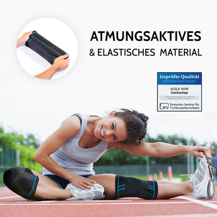 AGILE NOW® Knee Support Set of 2 Premium stabilizes and protects the joints during every movement, knee support for women and men, non-slip and breathable knee pads, for every sport (M | Blue)