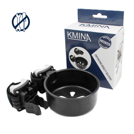 KMINA - Stick holder for rollator, wide rubber, crutch holder, walking stick holder, holder for wheelchair