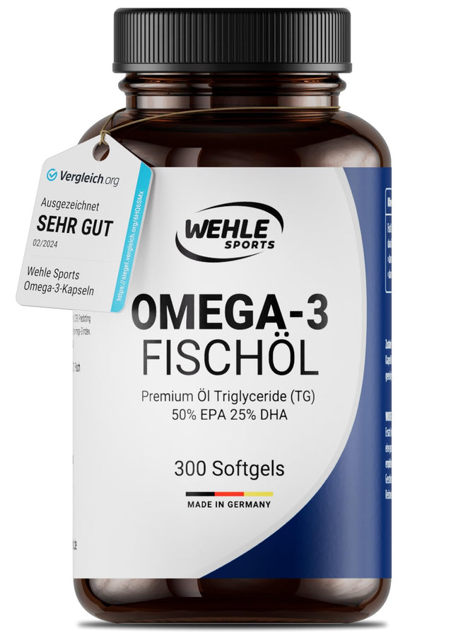 Omega 3 capsules high dose - 300 fish oil capsules with 2000mg (1000mg EPA &amp; 500mg DHA) per daily dose - Omega-3 fatty acids without vitamin E - Elaborately purified and from sustainable fishing